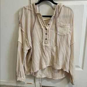 POL Cream Hooded shirt